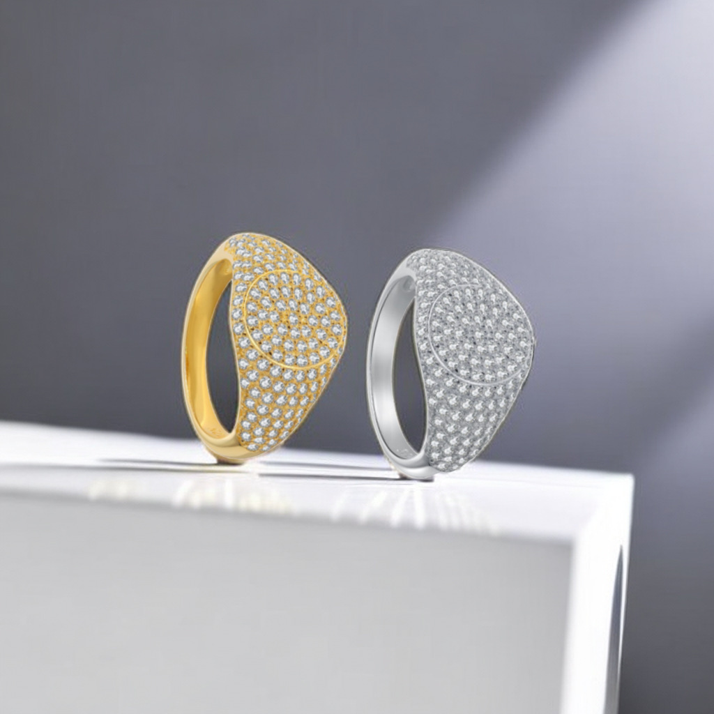 Gold-plated Ring Female Starry With Diamonds Design Sense Ins Special-interest Design - Image 2