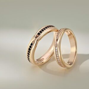 Sterling Silver Ring For Men And Women Couple Rings Design Zircon Inlaid Couple's Ring