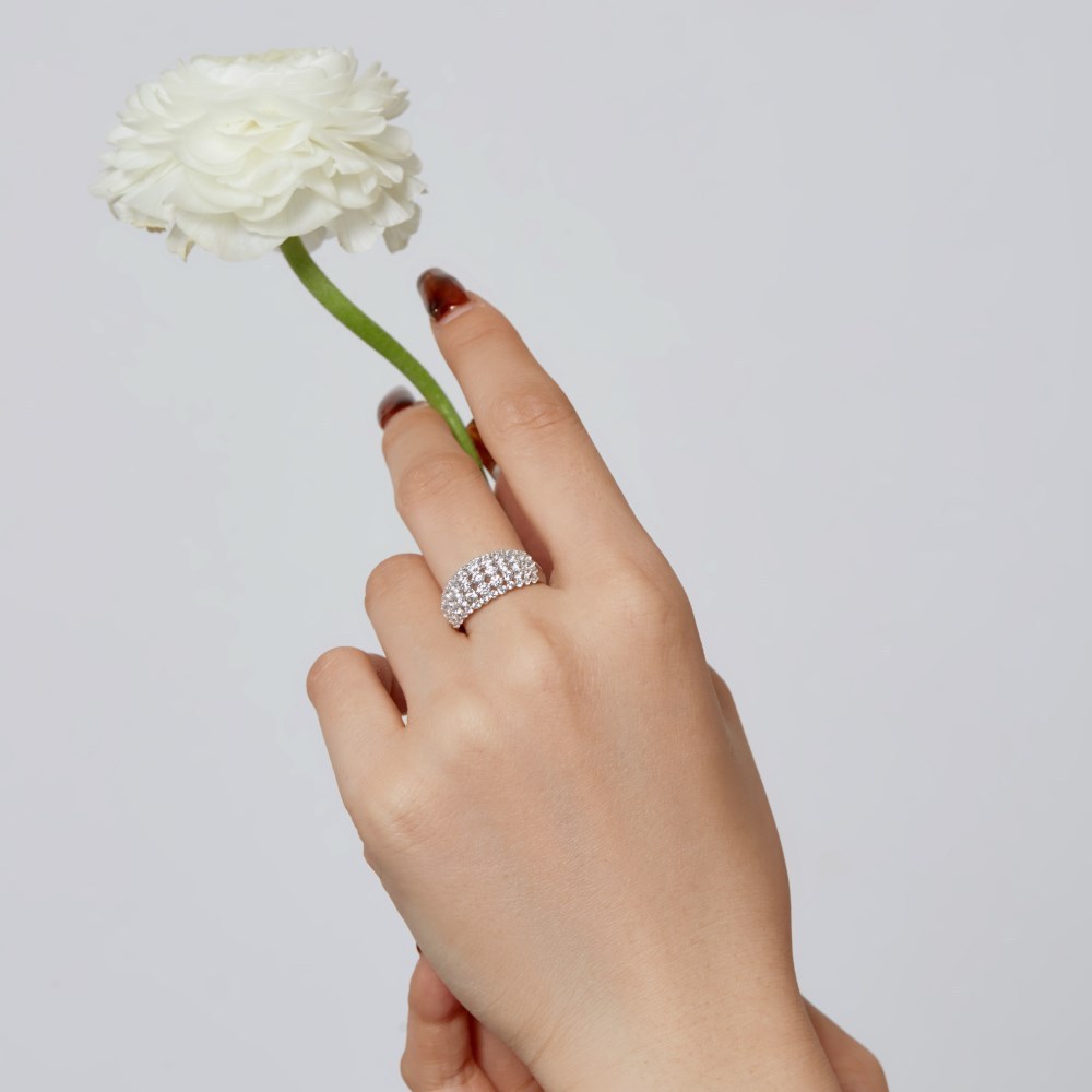 Sterling Silver Female Ring Full Zircon Inlaid Fashion All-match Unique Design - Image 2