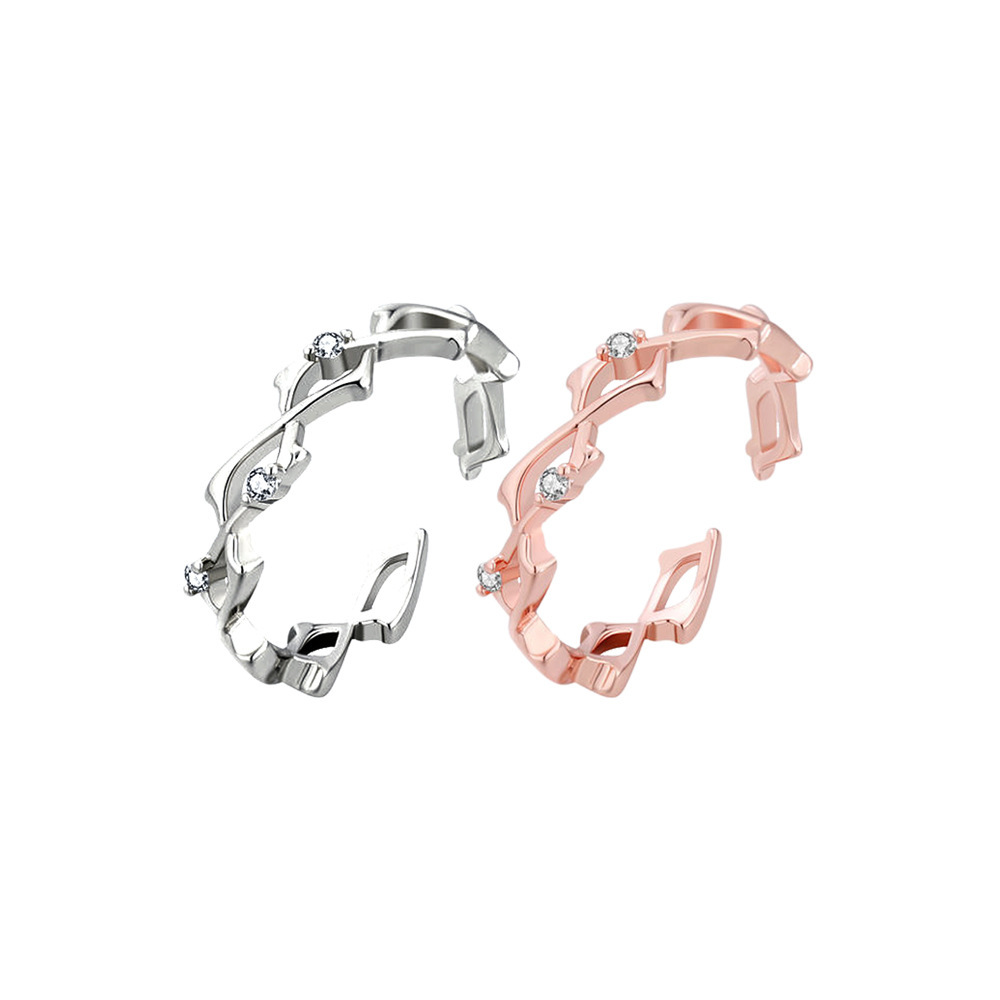 Inlaid Zirconium Thorns Light Luxury Minority Design Adjustable Premium Index Finger Ring - Image 5