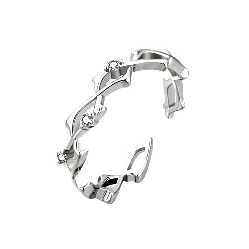 Inlaid Zirconium Thorns Light Luxury Minority Design Adjustable Premium Index Finger Ring - Image 6