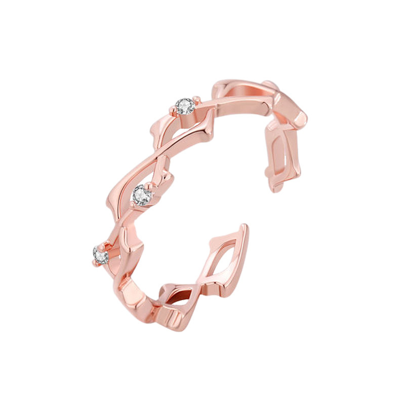 Inlaid Zirconium Thorns Light Luxury Minority Design Adjustable Premium Index Finger Ring - Image 7