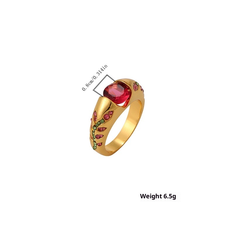 Leaf Style Zirconium Inlaid Ring, Simple And Stylish - Image 4