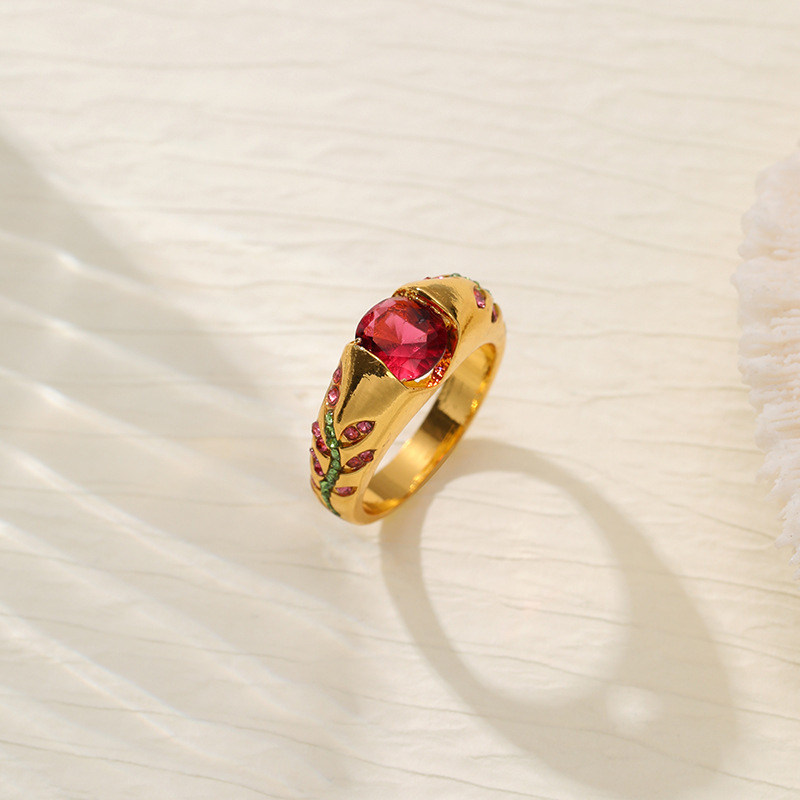 Leaf Style Zirconium Inlaid Ring, Simple And Stylish - Image 8