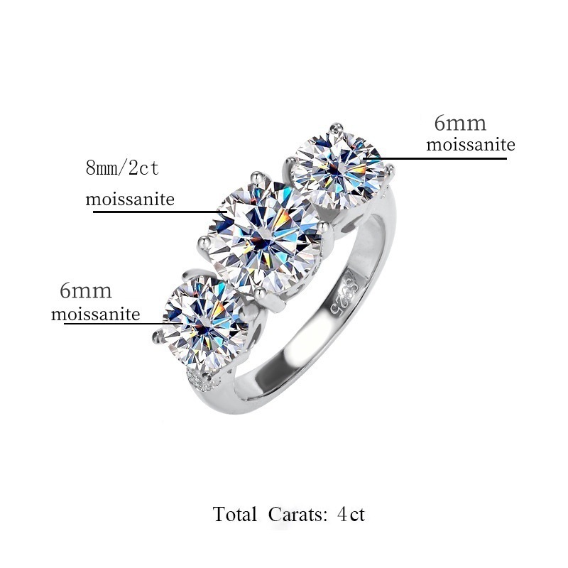 Moissanite Women's Ring High-end Silver Jewelry Accessories - Image 4