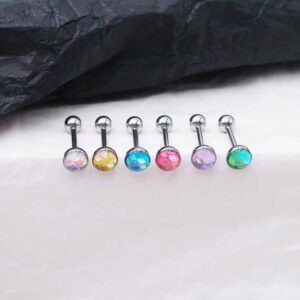 Beauty Fish Scale Dripping Oil Tongue Nail Gradient Colorful Scale Tongue Ring Stainless Steel Body Piercing Jewelry