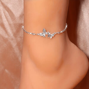 Design High-grade Inlaid Rhinestone Butterfly Anklet