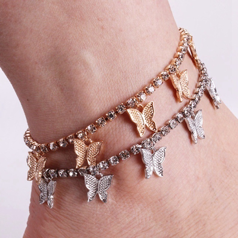 Simple Temperament Small Butterfly Tassel Anklet - Image 3