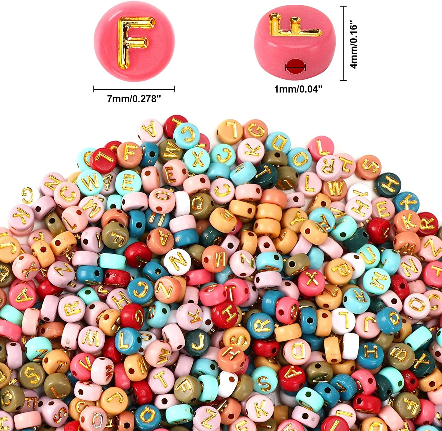 Colored Letter Beads, 1900Pcs 4x7mm Colorful Gold Acrylic Alphabet Beads With 1 Roll Elastic String For Bracelet Necklace Jewelry Making Supplies-Ban On Selling On Amazon - Image 5