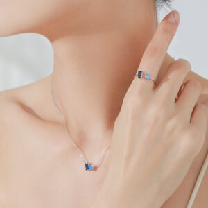 S925 Sterling Silver Earrings Necklace Ring Three Pieces Elegant Graceful Fashion Sapphire Jewelry Suit