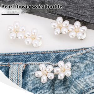 Pearl Five Petal Flower Belt Buckle A Pair Of Buckles Flat Detachable Nail-free