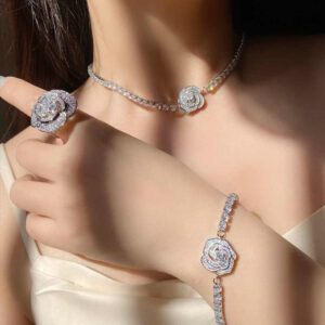 Camellia Necklace 18K Gold Plating Bright Bracelet Ring