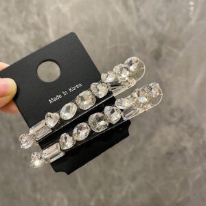 Full Diamond Acrylic Barrettes Women's Light Luxury Rhinestone High-grade Sense Duckbill Clip Back Head