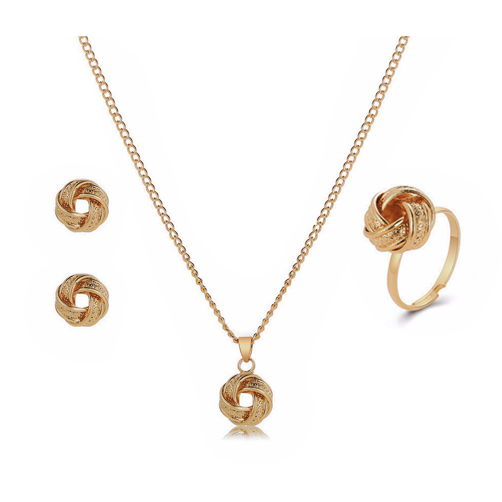 Twisted Bends And Hitches Creative Knotted Necklace Ear Stud Ring Jewelry Suit - Image 5