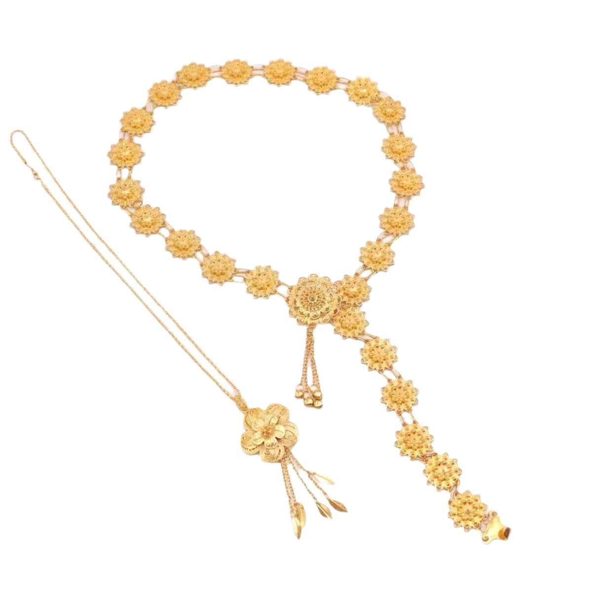 Necklace Waist Chain Vintage Alloy Hollow Flower Accessories Golden Waist Chain - Image 4