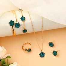 Five-leaf Flower Bracelet Necklace Five-leaf Flower Earrings Bracelet Necklace Set
