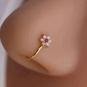 Cross Border Hexagonal Flower Zircon Micro-inlaid U-shaped Micro-inlaid Nose Ring