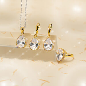 Drop-shaped Zircon Non-fading Ornament Three-piece Set