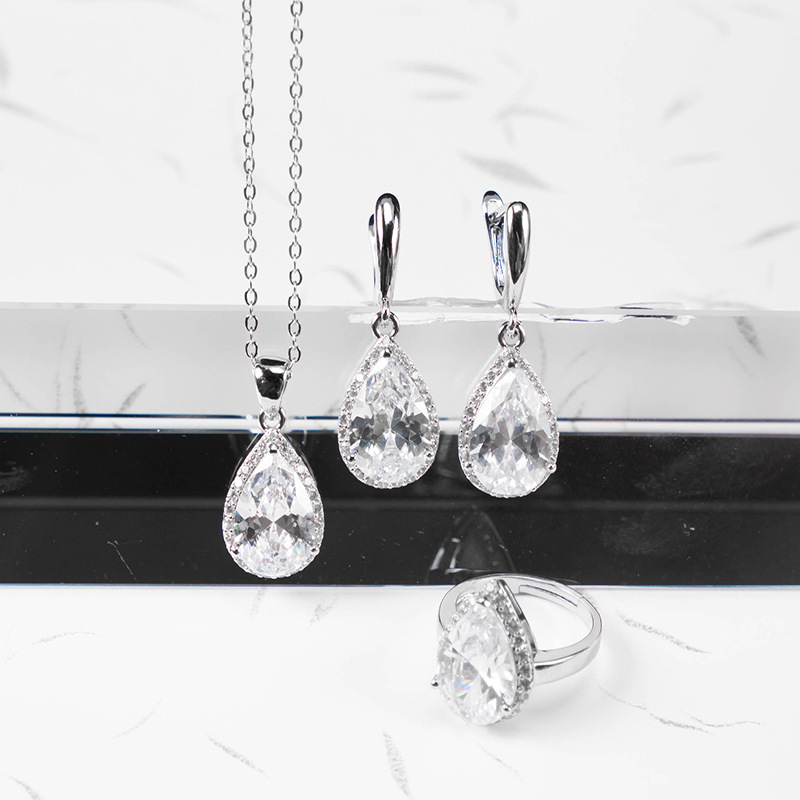 Drop-shaped Zircon Non-fading Ornament Three-piece Set - Image 7