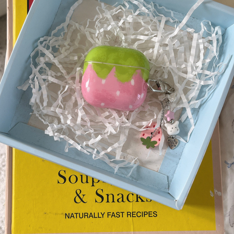 Strawberry Belt Pendant Earphone Case Plastic Cover