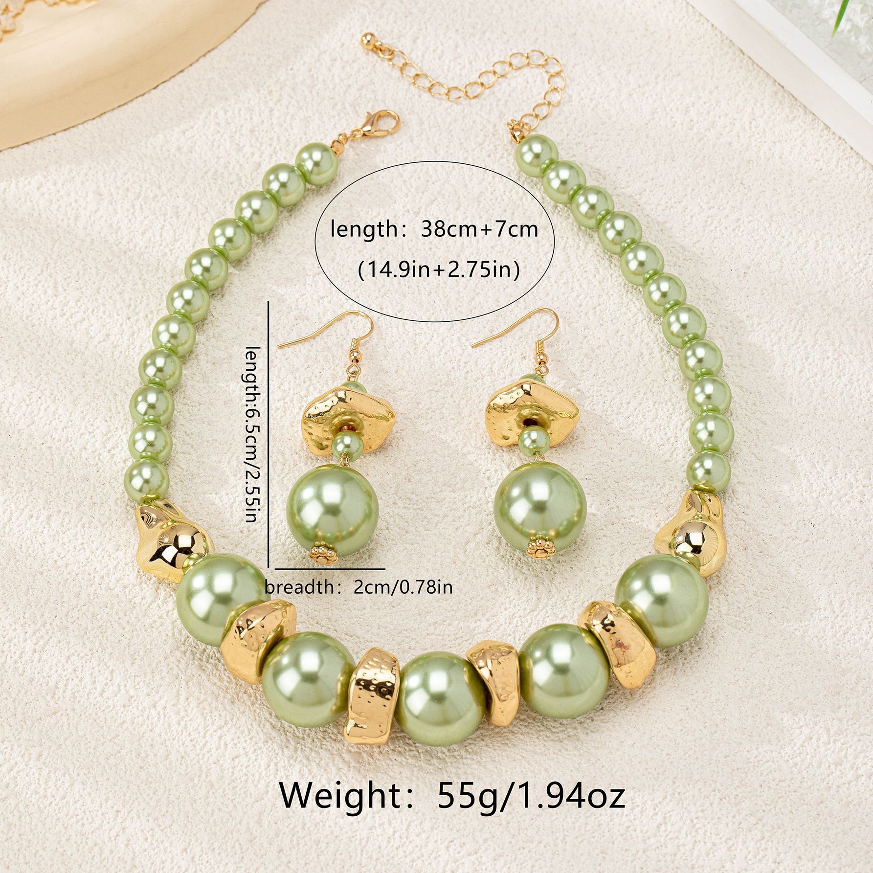 Design Style High Sense Pearl Necklace Ear Stud Three-piece Set For Women - Image 6