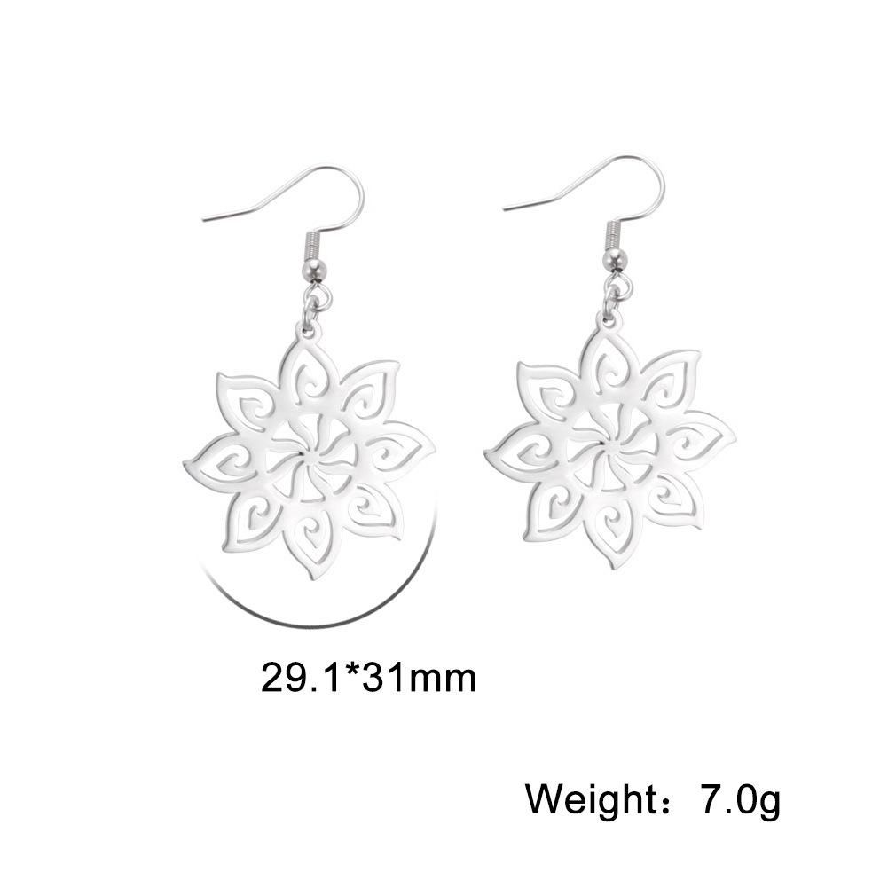 Stainless Steel Eight-petal Flower Necklace Ear Hook Set - Image 4