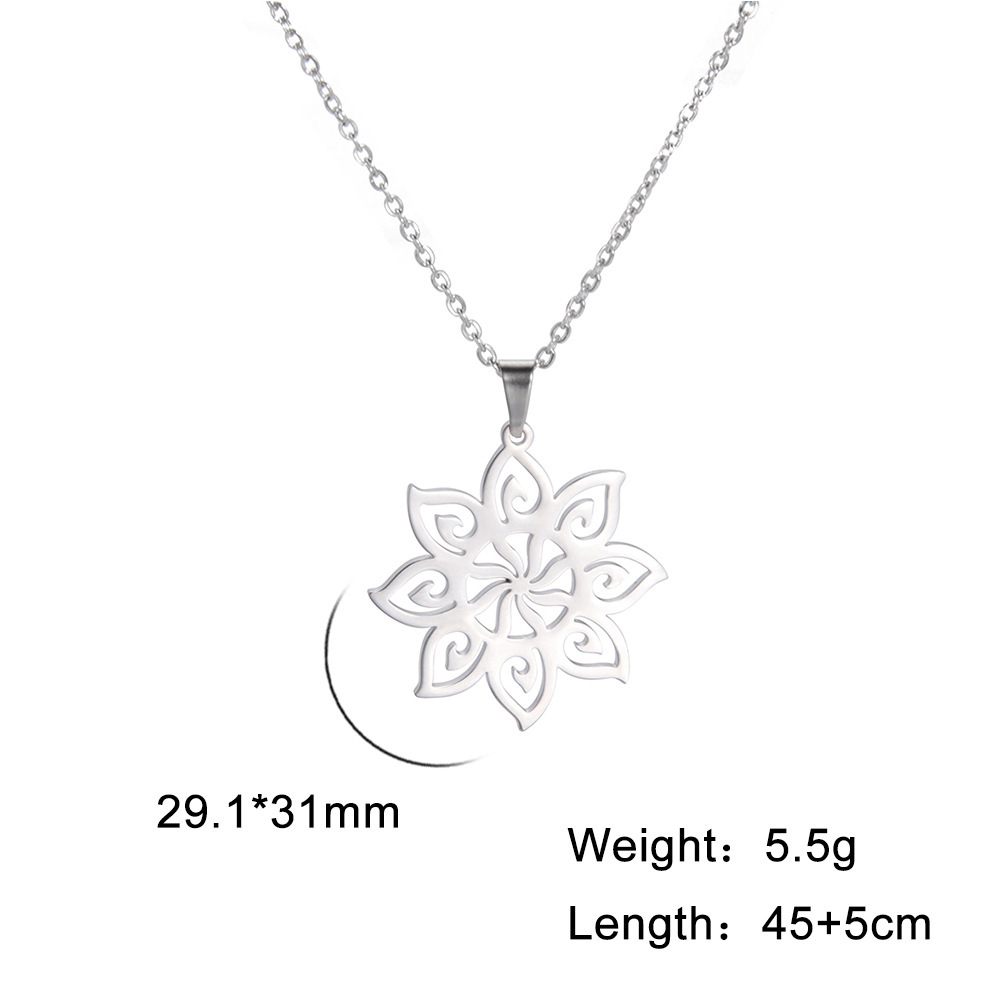 Stainless Steel Eight-petal Flower Necklace Ear Hook Set - Image 5