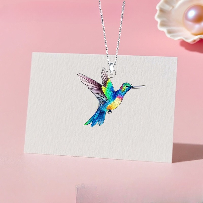 Colorful Hummingbird Series Necklace Earring Jewelry Set - Image 2