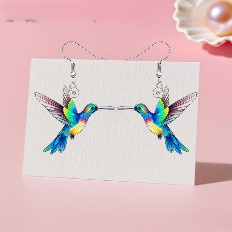 Colorful Hummingbird Series Necklace Earring Jewelry Set - Image 4