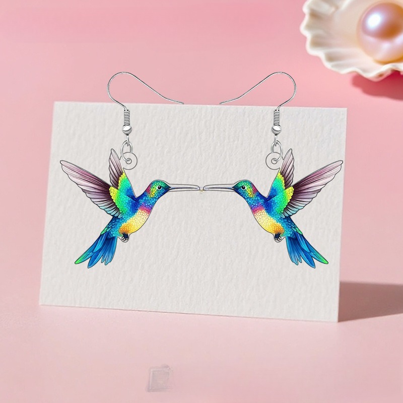Colorful Hummingbird Series Necklace Earring Jewelry Set - Image 6