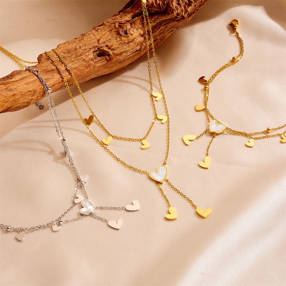 Cute Heart Star Moon Tassel Anklet Stainless Steel - Image 4