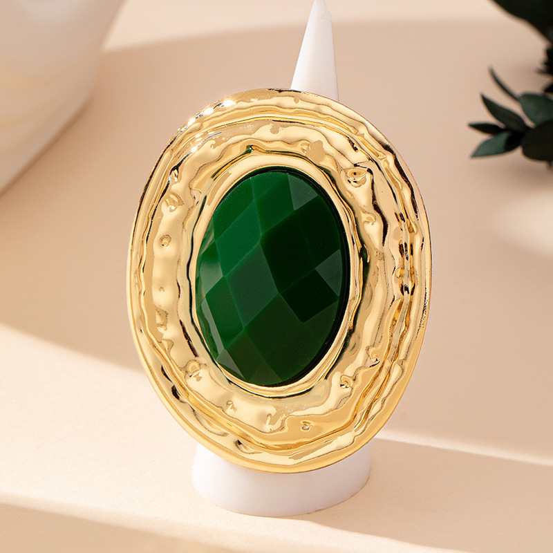 Fashion Metal Geometry Round Piece Ear Studs Necklace Bracelet Ring Jewelry Set - Image 3