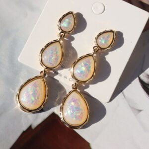 Temperamental Personalized And All-match Resin Colorful Water Drop Ear Studs