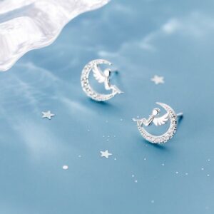 925 Silver Stud Earrings Women's Korean-style Fresh Elegant Glossy