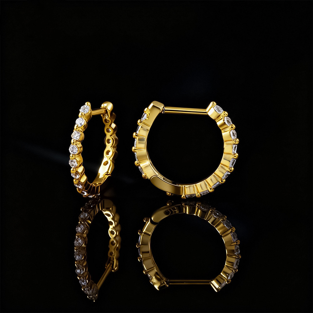 Simple Earrings Inlaid Zirconium Ring Classic Women - Image 3