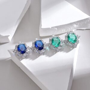 Earrings Zircon Inlaid Colored Gems Green Crystal Oval Palaiba Color Without Earrings