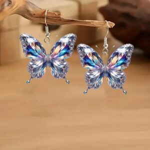 Colorful Shimmer Butterfly Acrylic Earrings Fashion Creativity