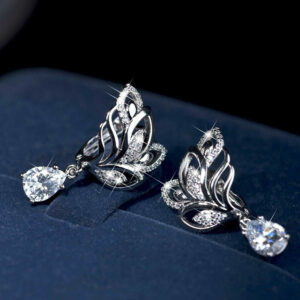Leaf Inlaid Drop Zircon Earrings For Women