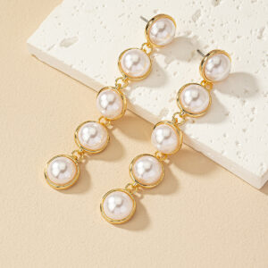 Simple And Stylish Pearl Long Versatile Elegant Tassel Earrings