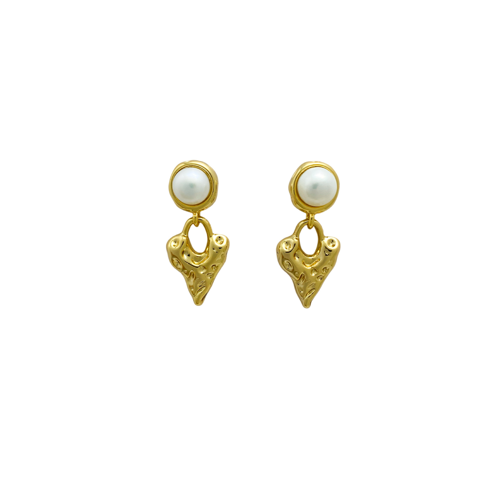 Golden Retro Pearl Integrated Light Luxury Irregular Earrings - Image 3