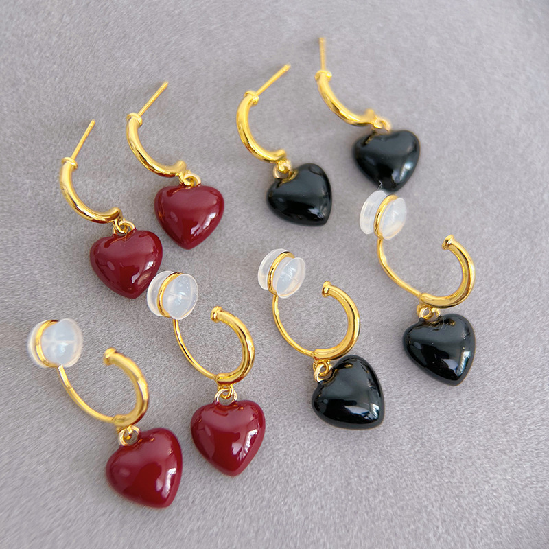 Integrated Silicone Clip Enamel Drop Glaze Elegant Earrings - Image 2