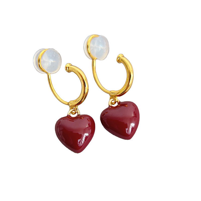 Integrated Silicone Clip Enamel Drop Glaze Elegant Earrings - Image 4