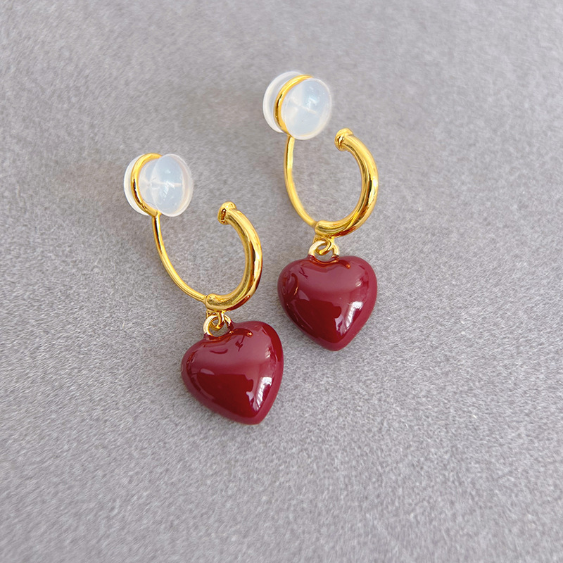 Integrated Silicone Clip Enamel Drop Glaze Elegant Earrings - Image 6