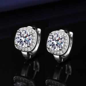 One Carat Imitation Moissanite Silver Earrings European And American Ear Clips