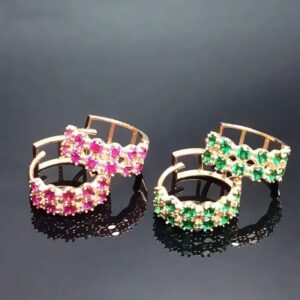 Red Stone Green Stone Lady Fashion Elegant Luxury Versatile Earrings