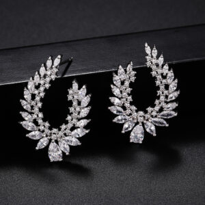 Exaggerated Micro-set Zircon Earrings With Stylish Copper Setting