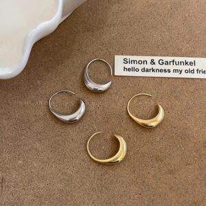 Minimalist Metallic Teardrop Versatile Temperament C-shaped Hoop Earrings