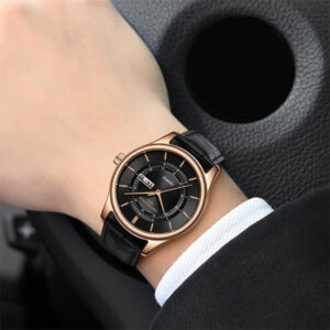 Round Waterproof Belt Quartz Watch