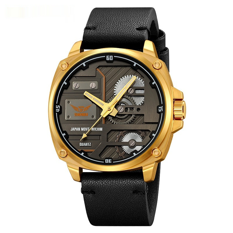 Skmei Genuine Goods New Men's Watch Mechanical Wind Large Dial Men's Quartz Watch 30 M Waterproof Belt Watch - Image 2