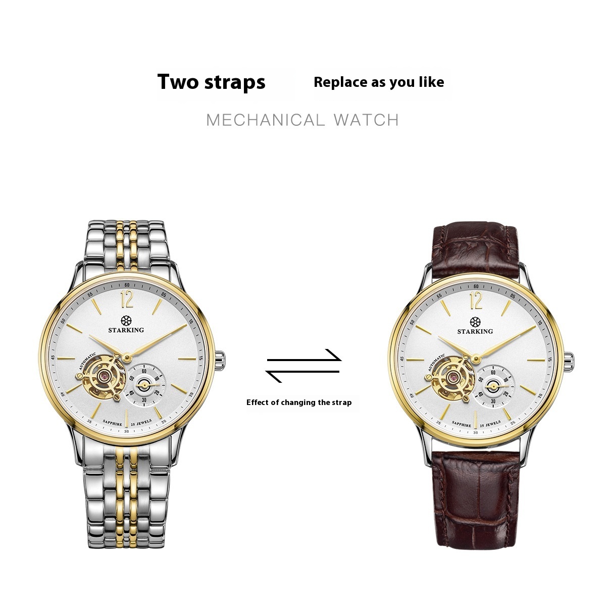 Automatic Mechanical Business Hollow Small Three-needle Waterproof Men's Watch - Image 2